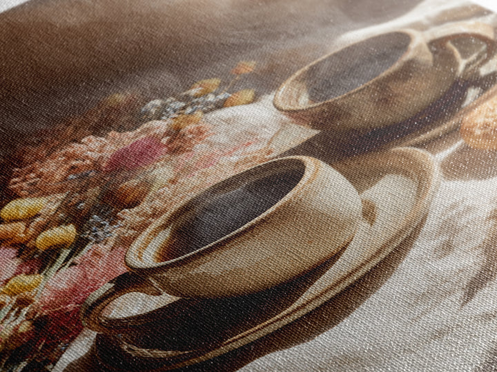 Two Cups Facing Each Other Canvas Print, Coffee Shop Art, Farmhouse Decor, Cafe Decor, Fine Art, Cafe, Moody Wall Art, CSA-2x3-45
