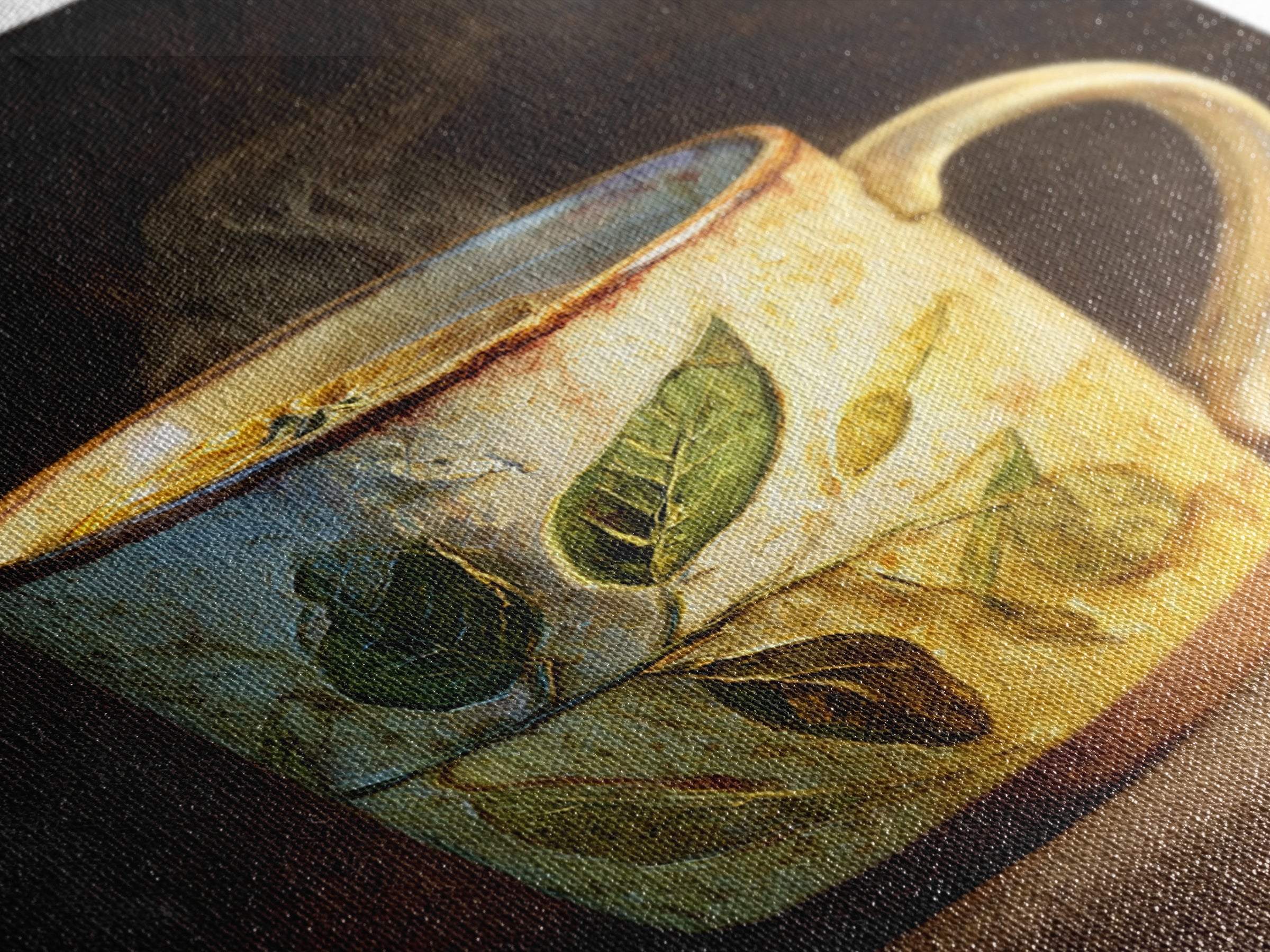 Espresso Cup with Rising Steam and Warm Canvas Print, Coffee Shop Art, Kitchen Wall Decor, Cafe Decor, Oil Painting, Cafe, CSA-2x3-57