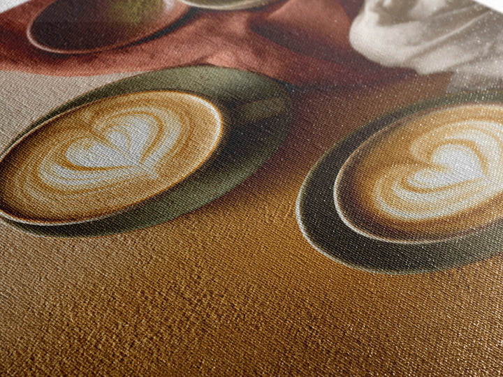 Latte Art Heart Seen from Above Framed Canvas Print, Coffee Shop Art, Modern Decor, Cafe Decor, Fine Art, Cafe, Wall Decor, CSA-2x3-84