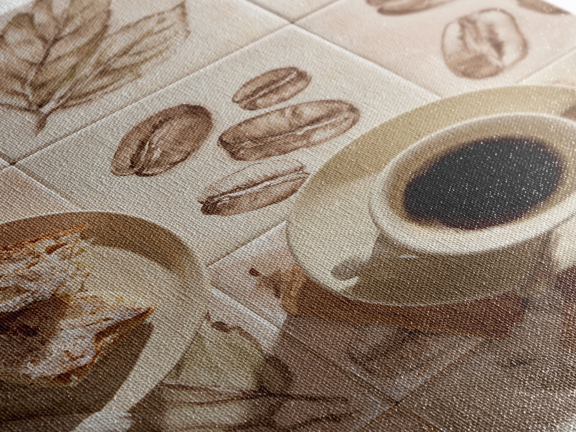 Coffee Bean Pattern Canvas Print, Coffee Shop Art, Whimsical Art, Cafe Decor, Oil Painting, Cafe, Minimalist Decor, CSA-2x3-95
