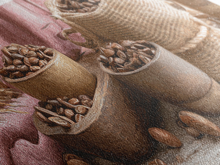 Coffee Beans and Burlap Sack Still Life Canvas Print, Coffee Shop Art, Canvas Print, Cafe Decor, Fine Art, Cafe, Neutral Decor, CSA-3x1-42