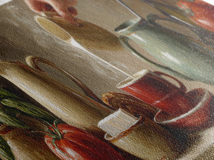 Barista Hands Pouring Milk into Espresso Canvas Print, Coffee Shop Art, Whimsical Art, Cafe Decor, Oil Painting, Cafe, CSA-3x1-61