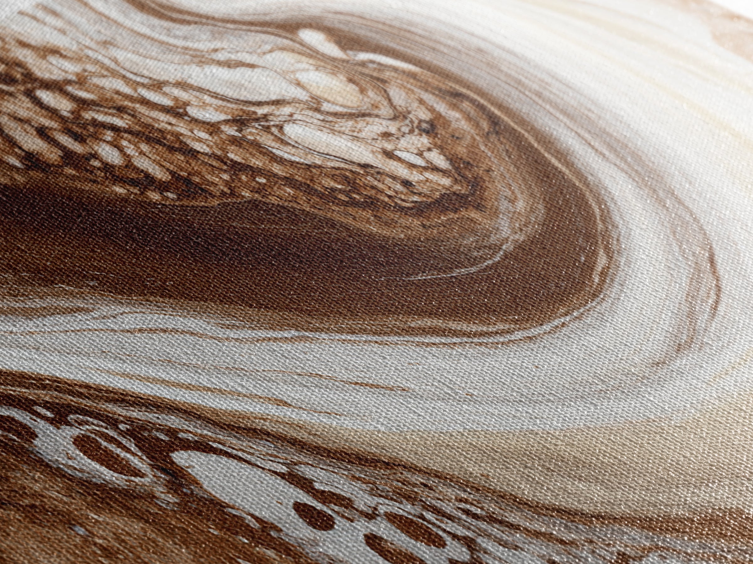 Abstract Brown and Cream Coffee Swirl Framed Canvas Print, Coffee Shop Art, Neutral Decor, Cafe Decor, Fine Art, Cafe, CSA-3x1-73