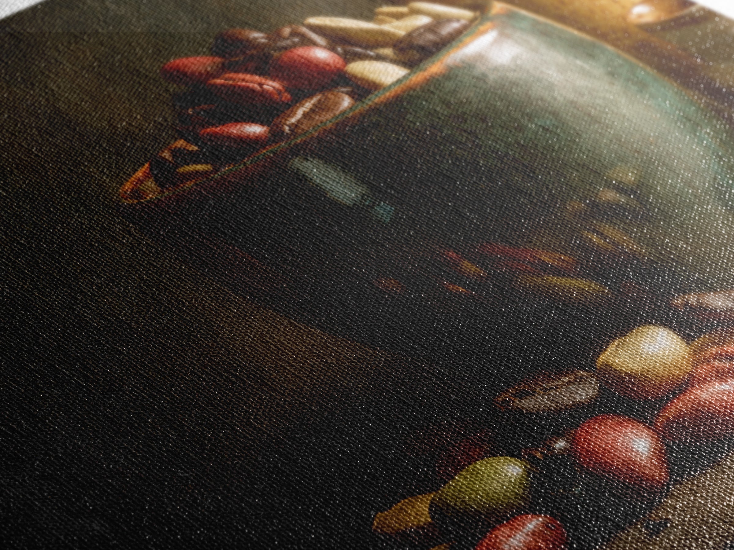 Roasted Beans Falling Through Dark Space Framed Canvas Print, Coffee Shop Art, Moody Wall Art, Cafe Decor, Fine Art, Cafe, CSA-3x2-24