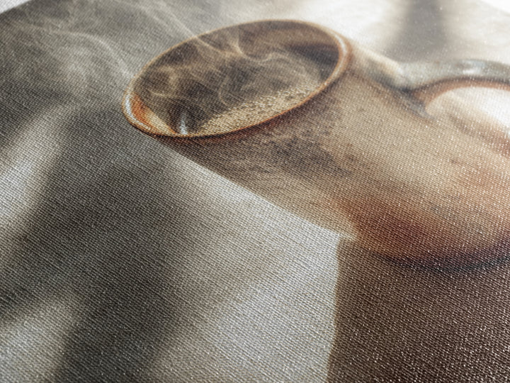 Espresso Cup with Rising Steam and Warm Framed Canvas Print, Coffee Shop Art, Room Decor, Cafe Decor, Fine Art, Cafe, CSA-3x2-77