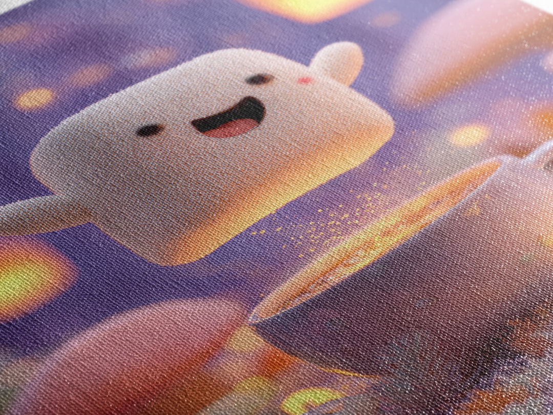 The Marshmallow Ghost, Kids Halloween Decor, Vertical Wall Art, Canvas Print, Halloween Kids Decor, Whimsical Wall Art, Dark Fantasy Art