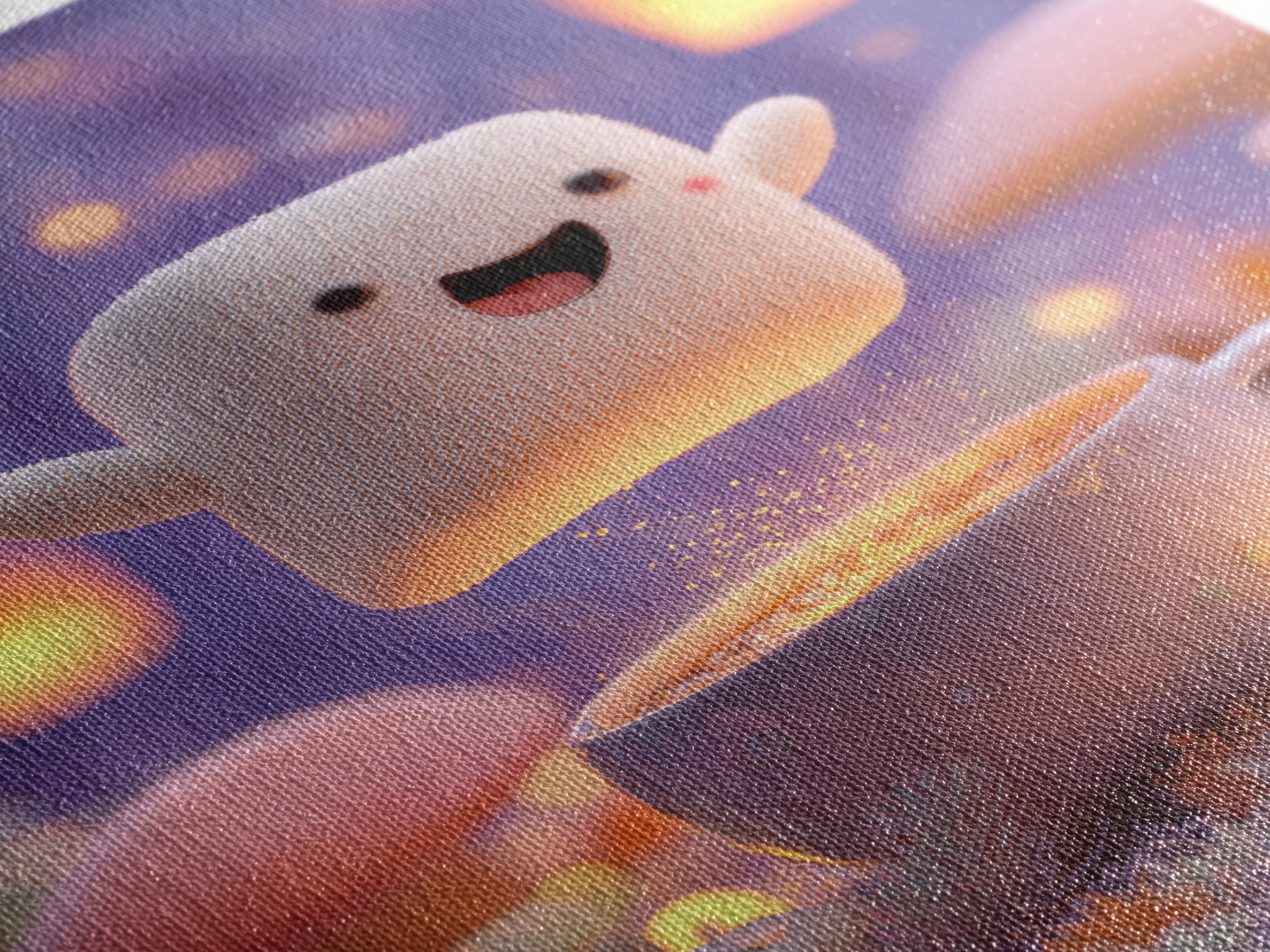 The Marshmallow Ghost, Kids Halloween Decor, Vertical Wall Art, Canvas Print, Halloween Kids Decor, Whimsical Wall Art, Dark Fantasy Art