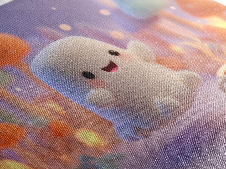 The Marshmallow Ghost, Storybook Halloween Art, Landscape Wall Art, Framed Canvas Print, Halloween Kids Decor, Whimsical Wall Art