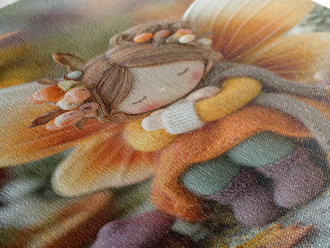 The Candy Corn Fairy, Storybook Halloween Art, Vertical Wall Art, Framed Canvas Print, Halloween Kids Decor, Whimsical Wall Art