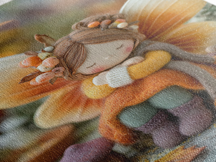 The Candy Corn Fairy, Storybook Halloween Art, Vertical Wall Art, Framed Canvas Print, Halloween Kids Decor, Whimsical Wall Art
