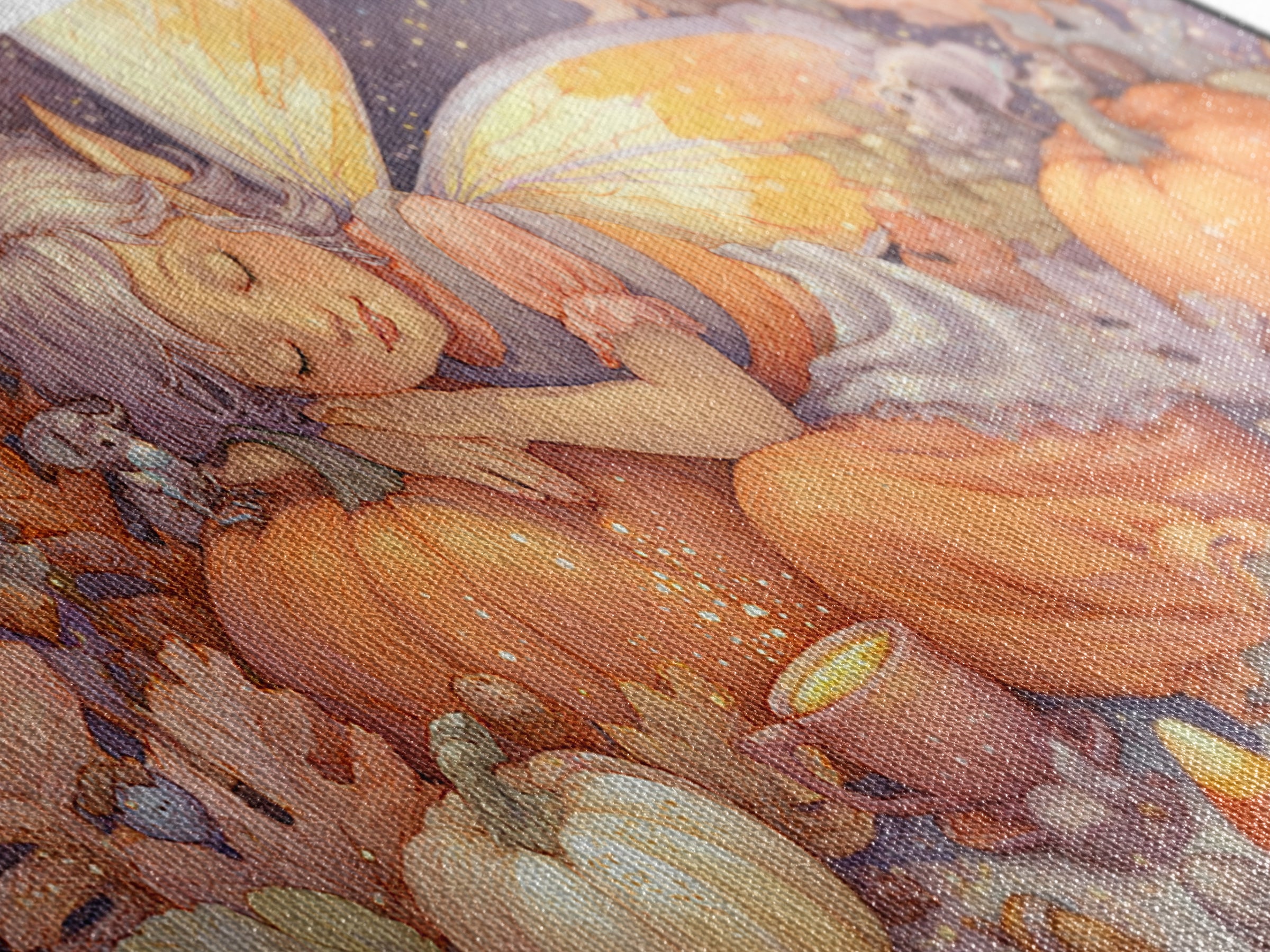 The Candy Corn Fairy, Storybook Halloween Art, Wide Panoramic Art, Canvas Print, Halloween Kids Decor, Whimsical Wall Art