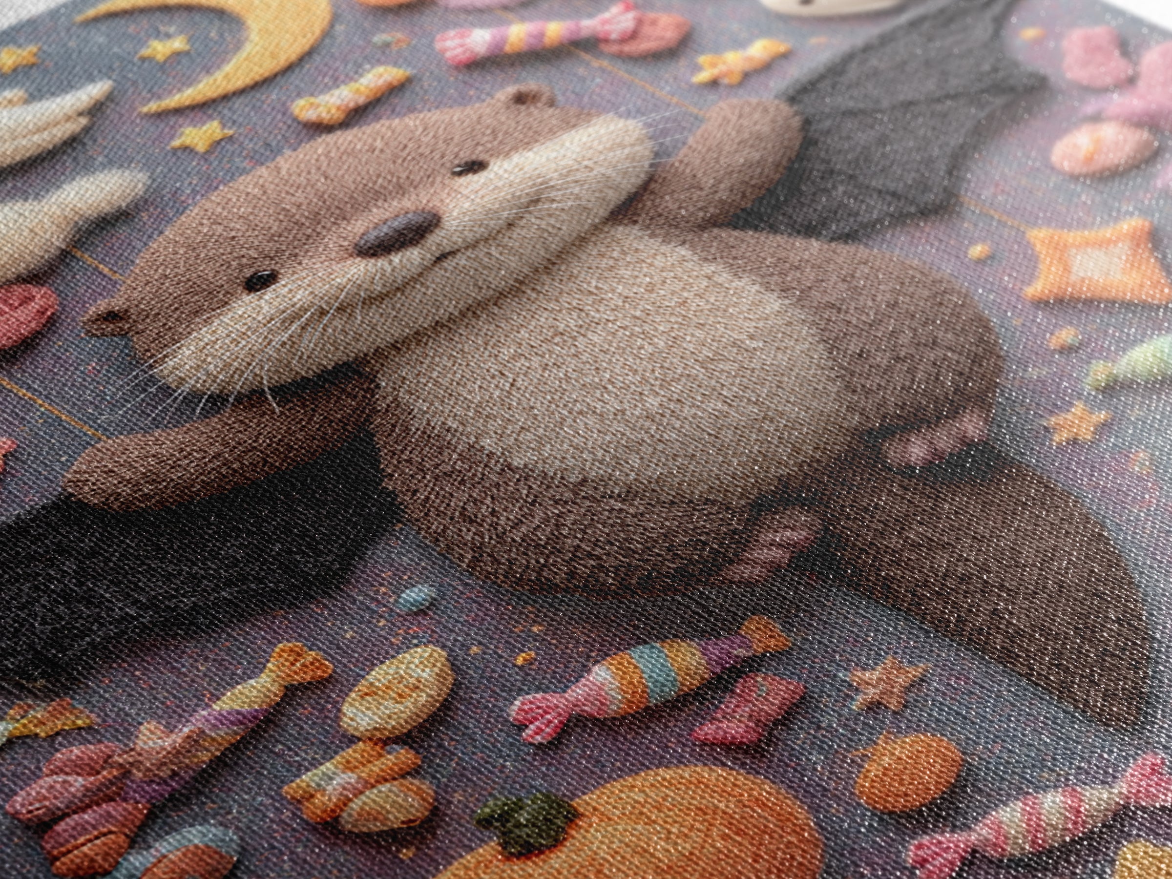 The Bat-Winged Otter, Pastel Halloween Art, Vertical Wall Art, Canvas Print, Cute Halloween Wall Art