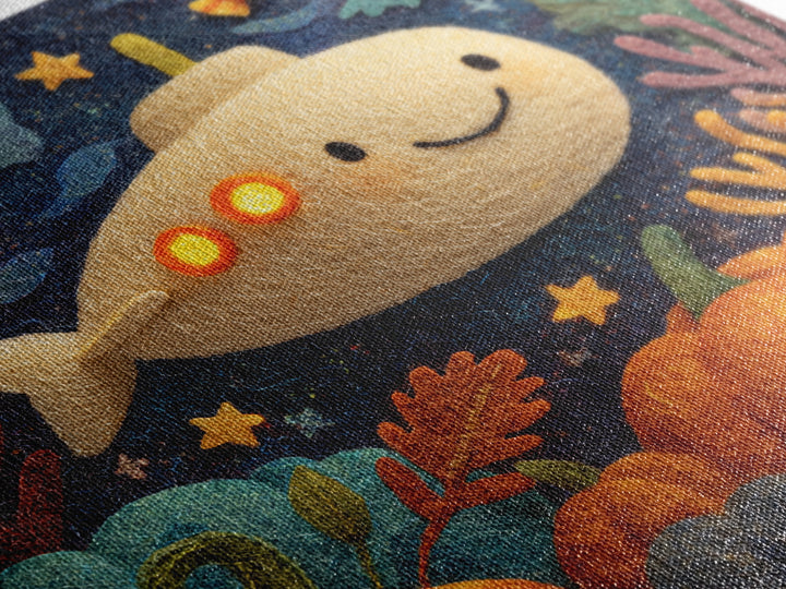 The Pumpkin Submarine, Felt Halloween Art, Square Wall Art, Canvas Print, Cute Halloween Wall Art, Halloween Kids Decor