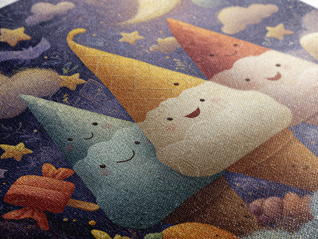 The Ice-Cream Ghost Parade, Pastel Halloween Art, Square Wall Art, Canvas Print, Cute Halloween Wall Art