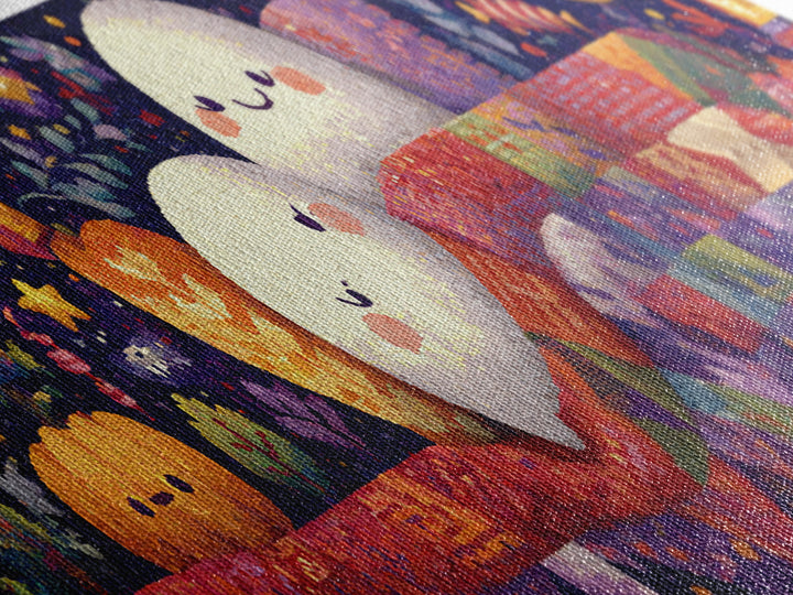 The Sleepy Blanket Ghost, Pixel Halloween Art, Extra Wide Wall Art, Canvas Print, Cute Halloween Wall Art