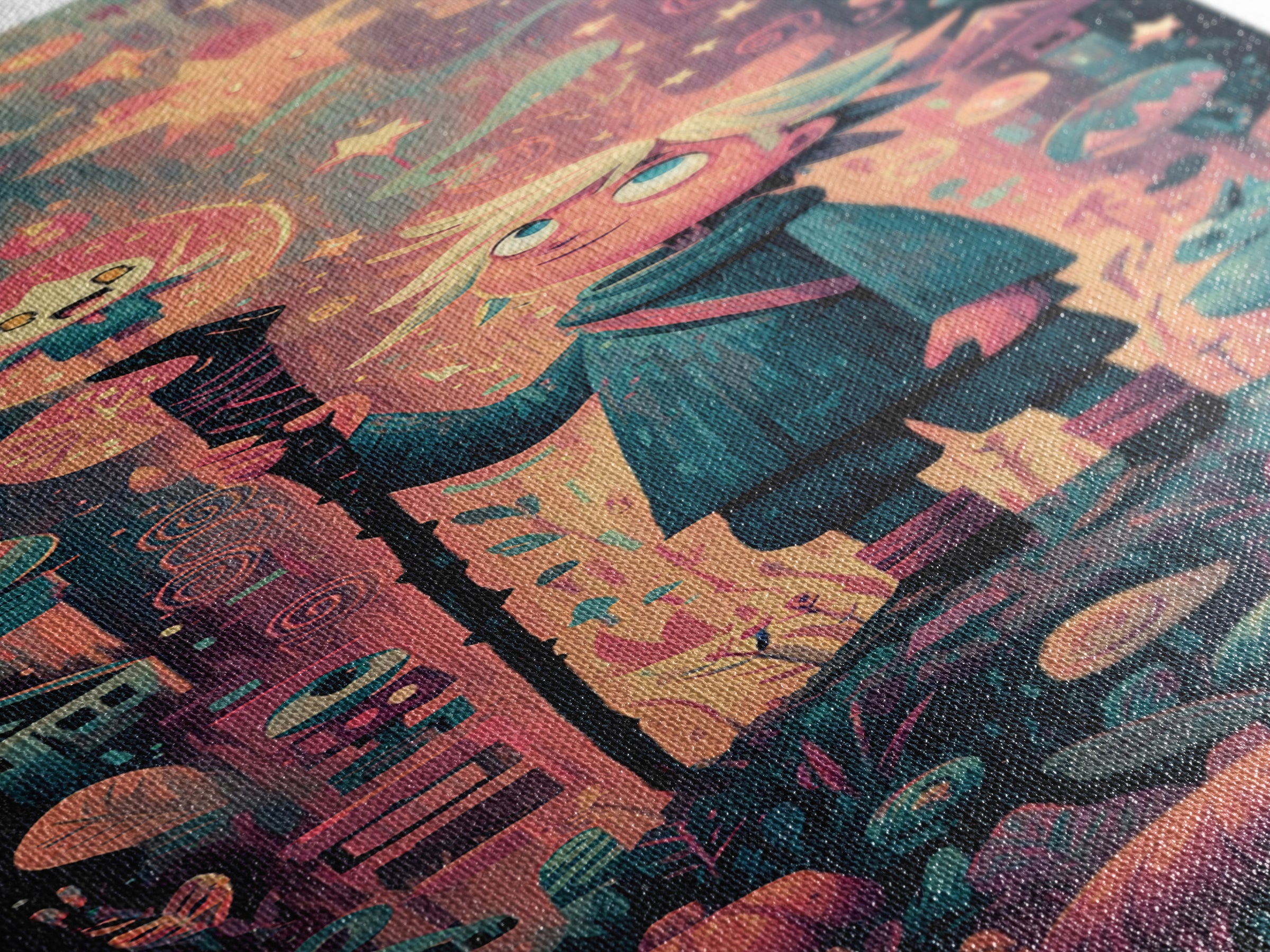 The Star-Seer Of Black Dunwich, Vaporwave Halloween Art, Tall Narrow Wall Art, Framed Canvas Print, Cute Halloween Wall Art