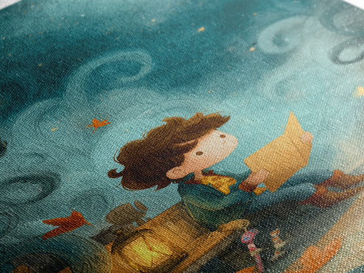 The Mapmaker Of Impossible Shores, Pastel Halloween Art, Vertical Wall Art, Canvas Print, Cute Halloween Wall Art