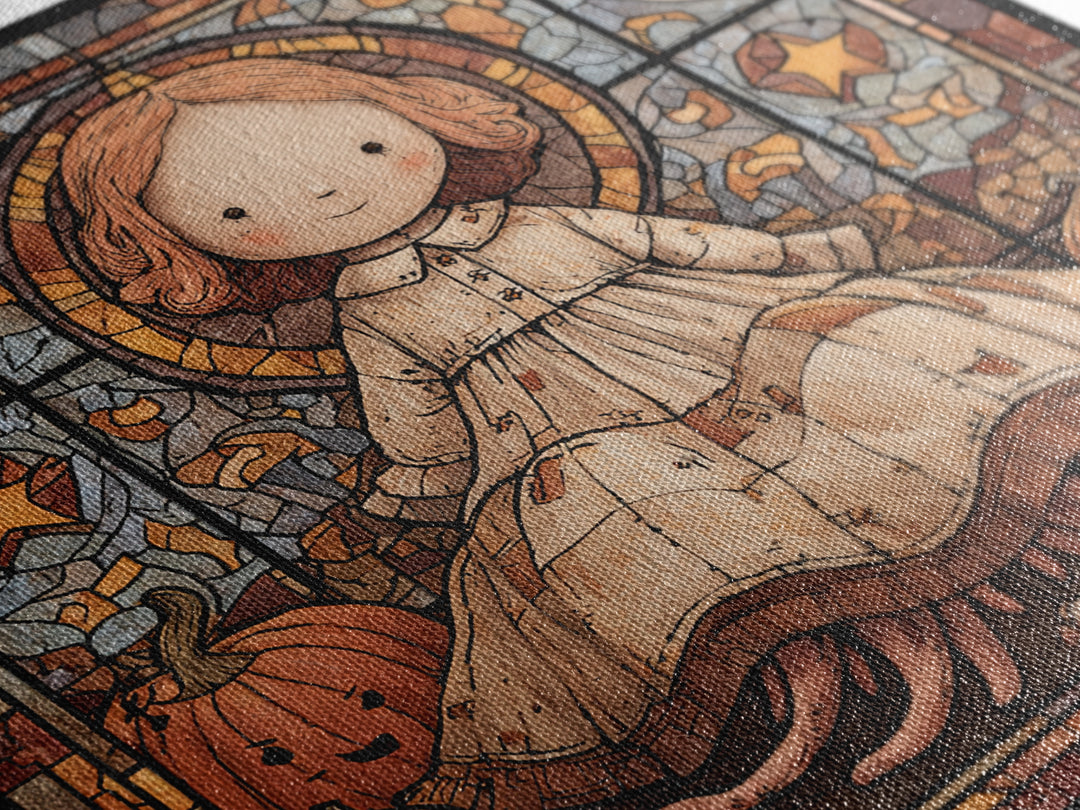 The Doll From Beyond The Void, Stained Glass Halloween, Square Wall Art, Canvas Print, Cute Halloween Wall Art
