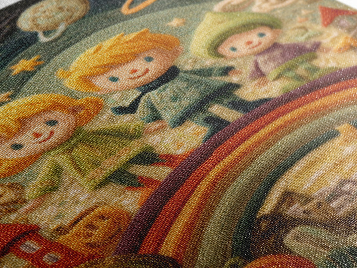 The Parade Across The Stars, Embroidered Halloween Art, Vertical Wall Art, Canvas Print, Cute Halloween Wall Art