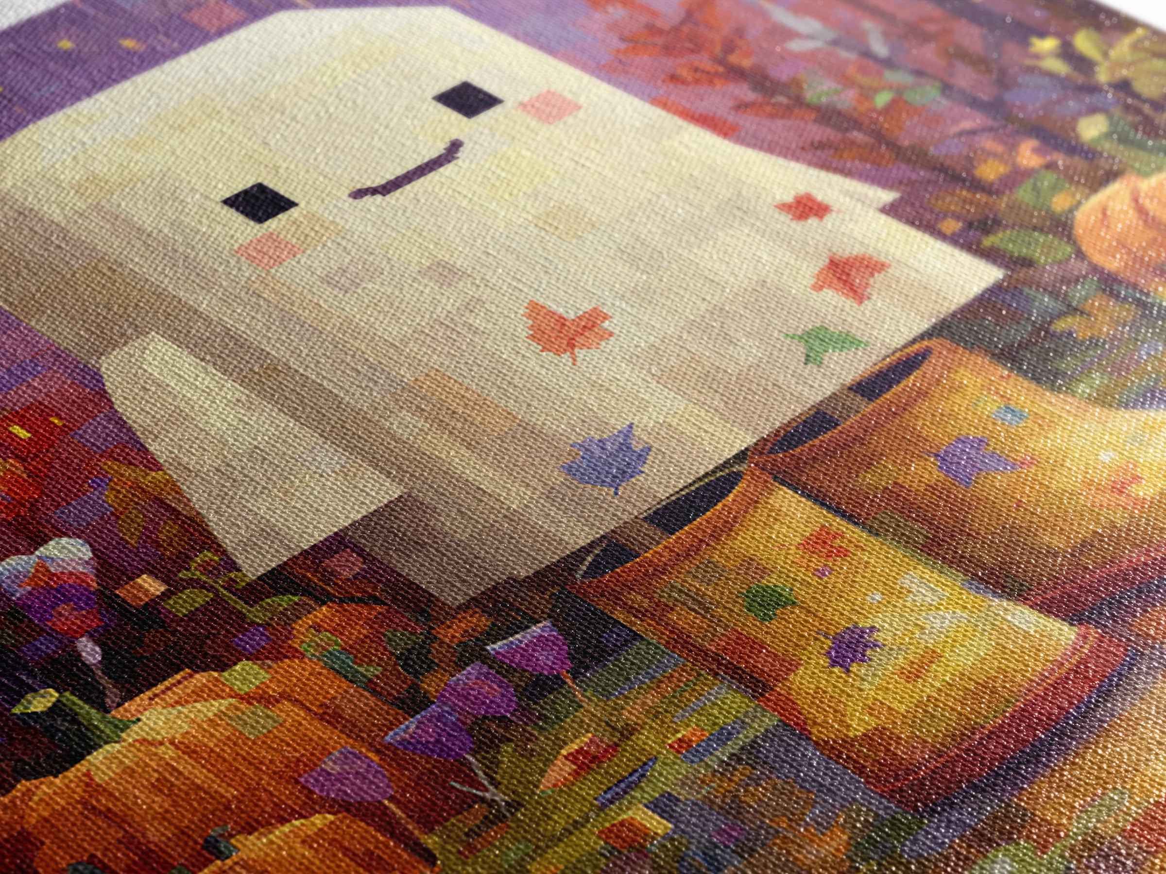 The Ghost In Rain Boots, Pixel Halloween Art, Square Wall Art, Canvas Print, Cute Halloween Wall Art