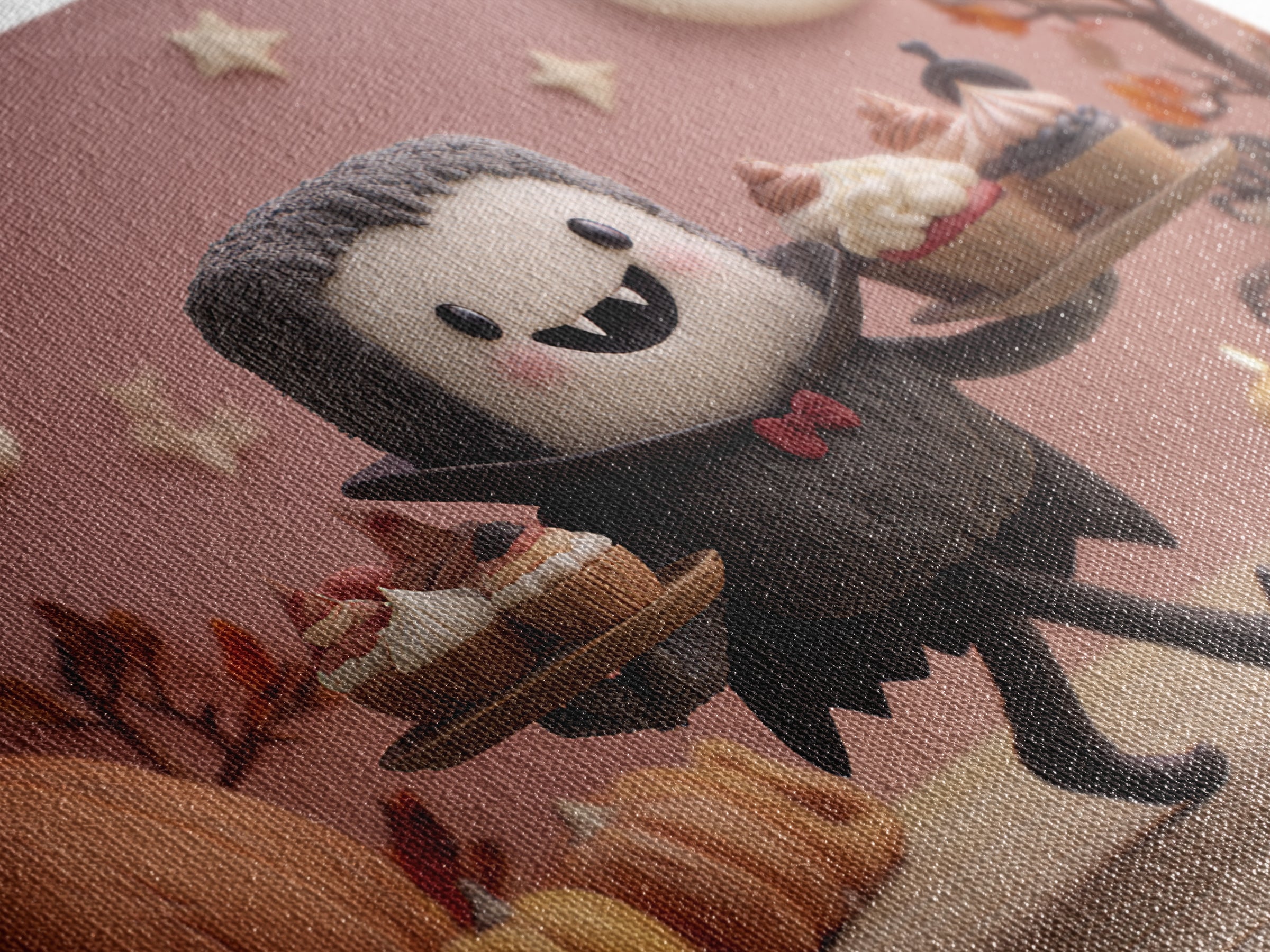 The Cupcake Vampire, Clay Halloween Art, Landscape Wall Art, Framed Canvas Print, Cute Halloween Wall Art