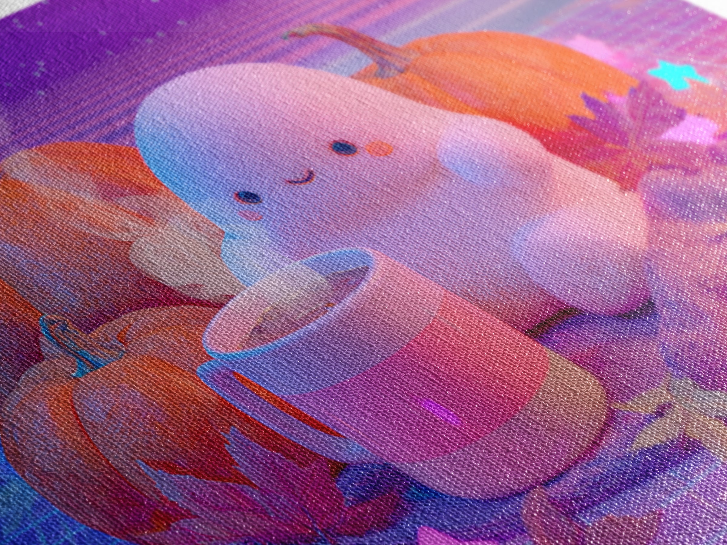 The Marshmallow Ghost, Cute Spooky Neon Art, Landscape Wall Art, Framed Canvas Print, Retro Halloween Decor, Neon Wall Art, Macabre Wall Art
