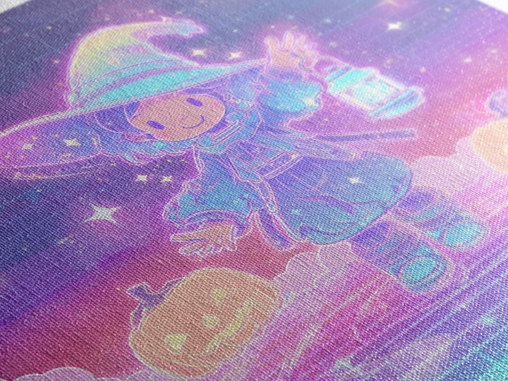 The Little Star Witch, 80s Halloween Wall Art, Square Wall Art, Canvas Print, Retro Halloween Decor, Neon Wall Art, Spooky Wall Decor