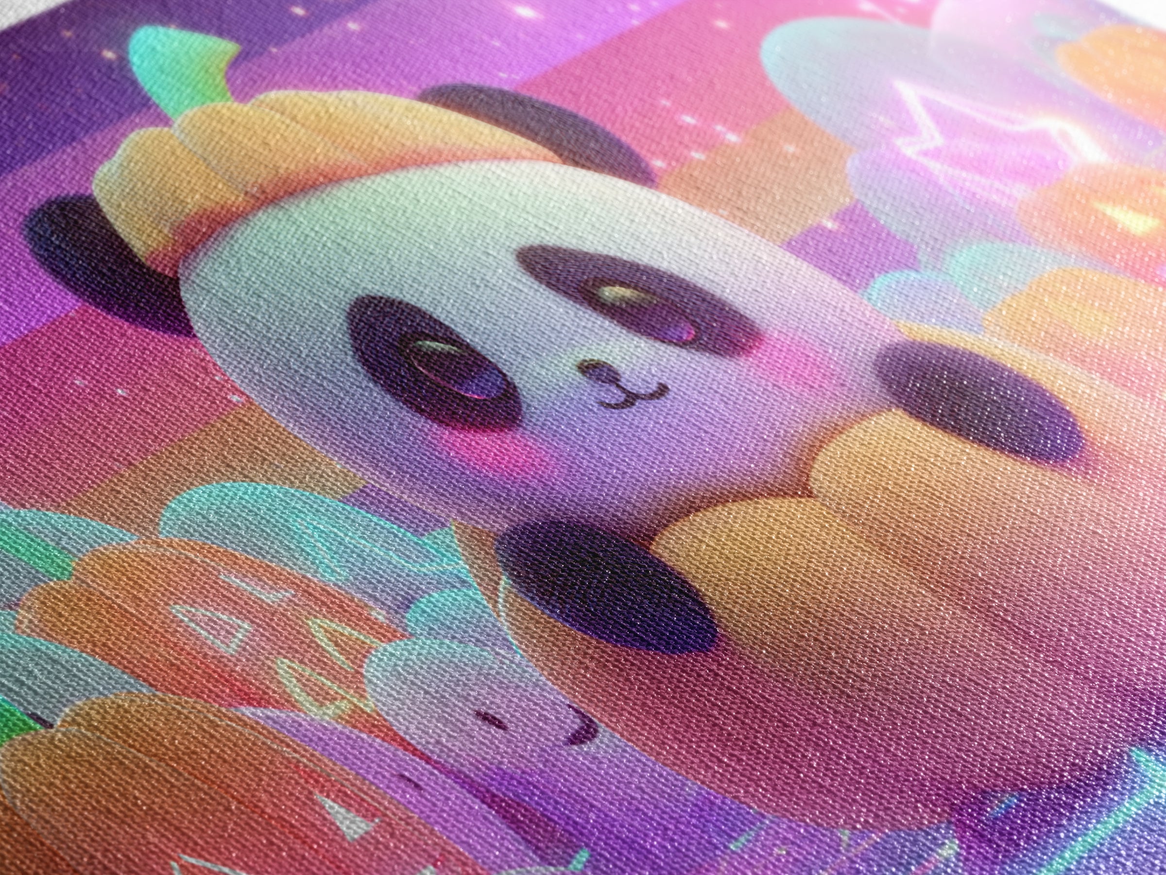 The Panda Pumpkin, 80s Halloween Wall Art, Wide Panoramic Art, Framed Canvas Print, Retro Halloween Decor, Neon Wall Art, Dark Fantasy Art