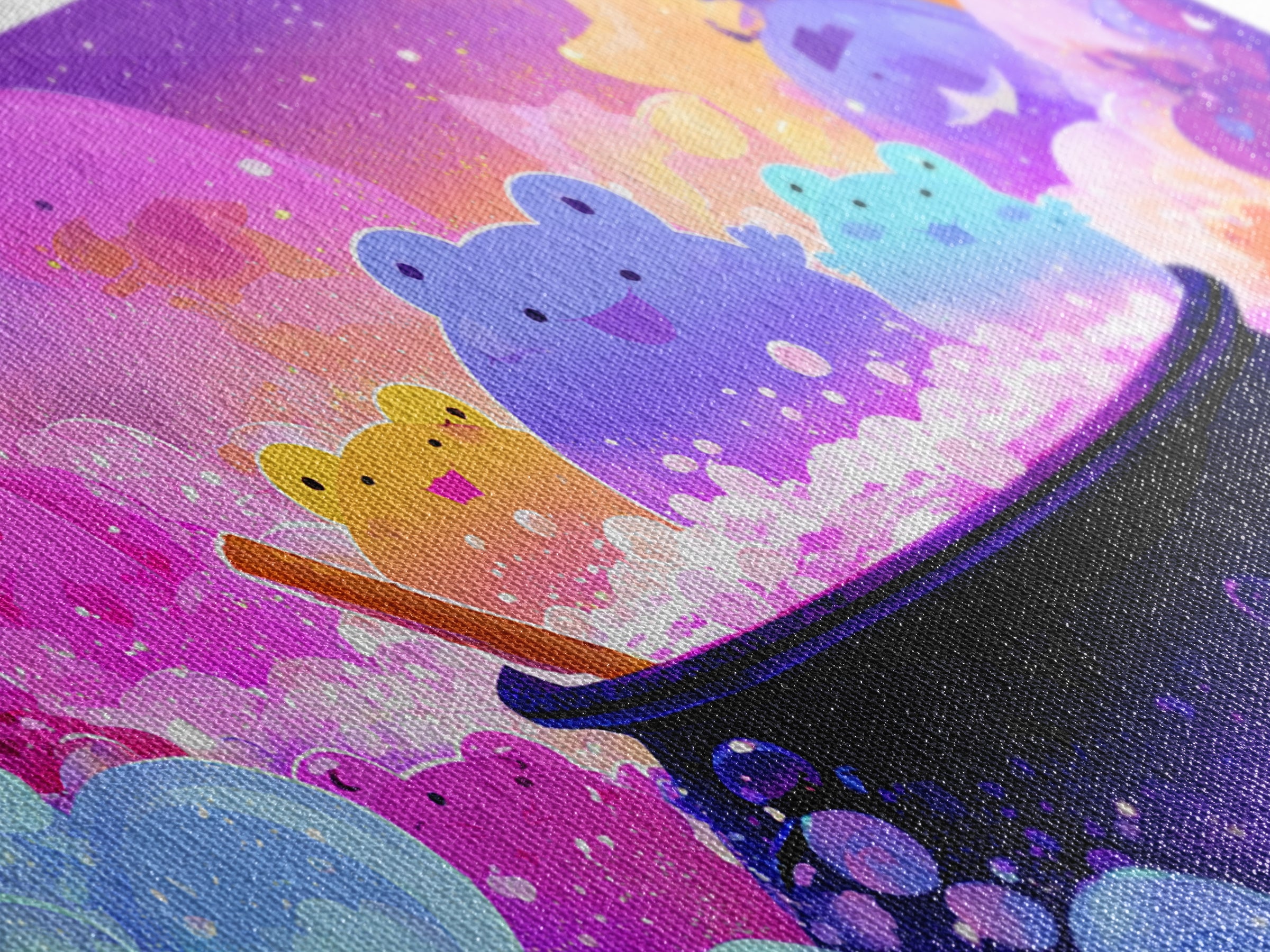 The Cauldron Frog, 80s Halloween Wall Art, Wide Panoramic Art, Canvas Print, Retro Halloween Decor, Neon Wall Art, Seasonal Home Decor