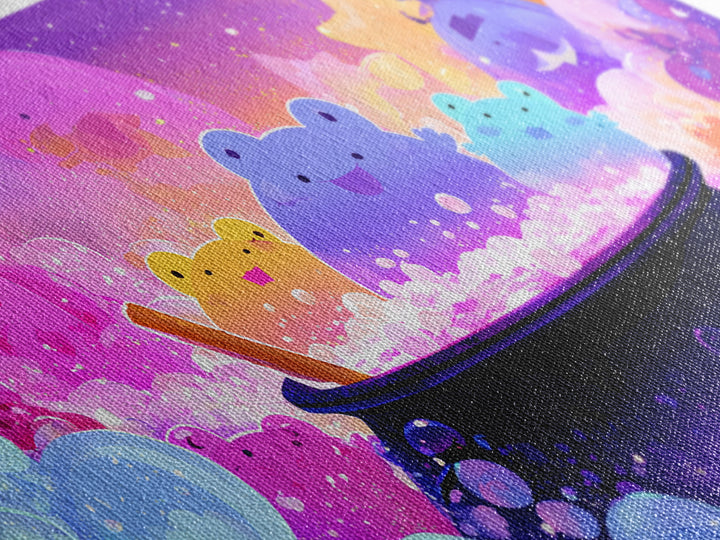 The Cauldron Frog, 80s Halloween Wall Art, Wide Panoramic Art, Canvas Print, Retro Halloween Decor, Neon Wall Art, Seasonal Home Decor