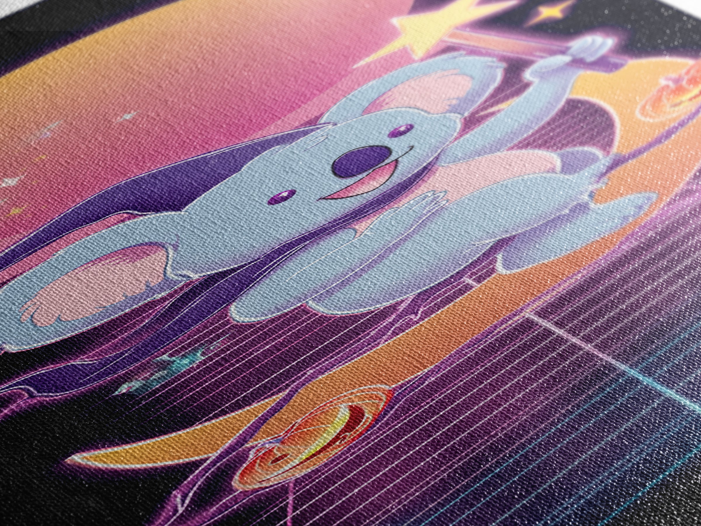 The Koala Wizard, Synthwave Halloween Art, Tall Narrow Wall Art, Canvas Print, Retro Halloween Decor, Neon Wall Art, Spooky Wall Decor