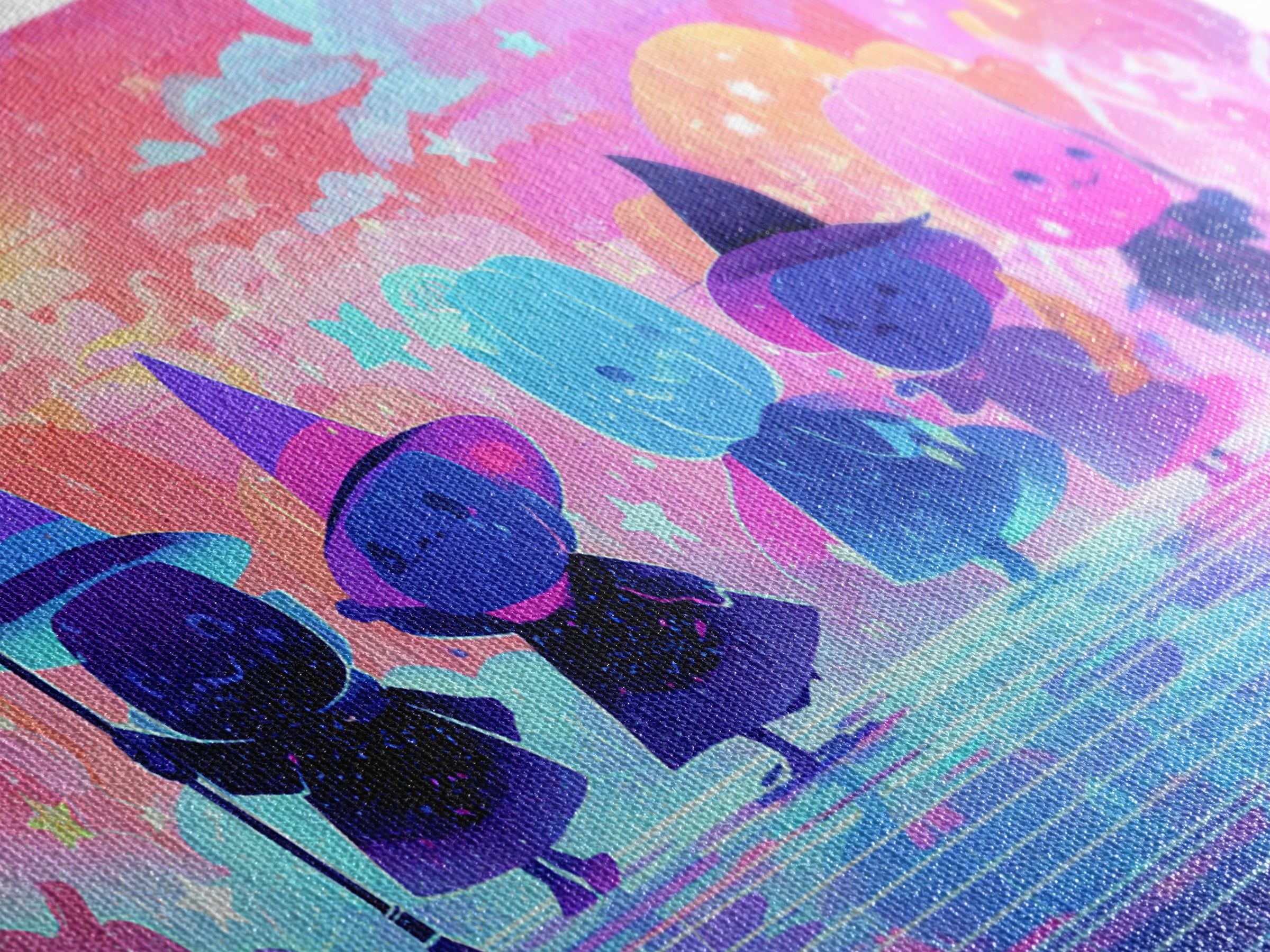 The Stardust Apprentice, Vaporwave Halloween Decor, Wide Panoramic Art, Canvas Print, Retro Halloween Decor, Neon Wall Art