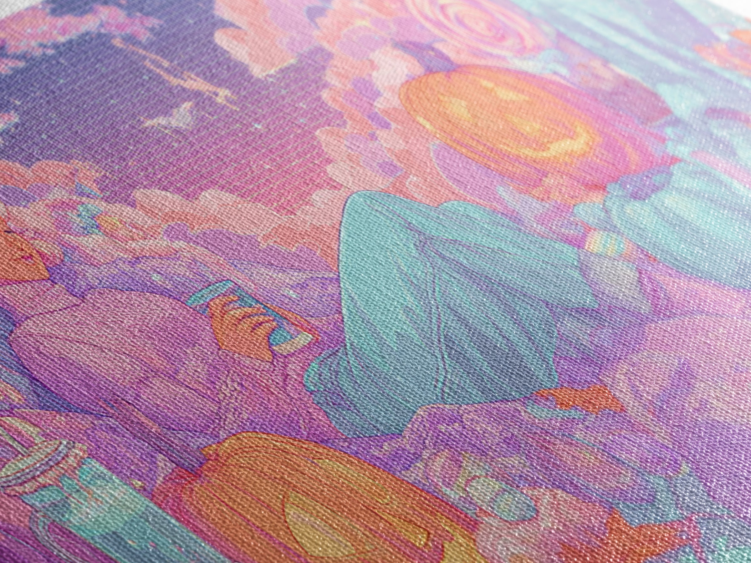 The Enchanted Costume Closet, Vaporwave Halloween Decor, Wide Panoramic Art, Canvas Print, Retro Halloween Decor, Neon Wall Art