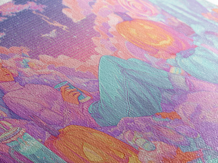 The Enchanted Costume Closet, Vaporwave Halloween Decor, Wide Panoramic Art, Canvas Print, Retro Halloween Decor, Neon Wall Art