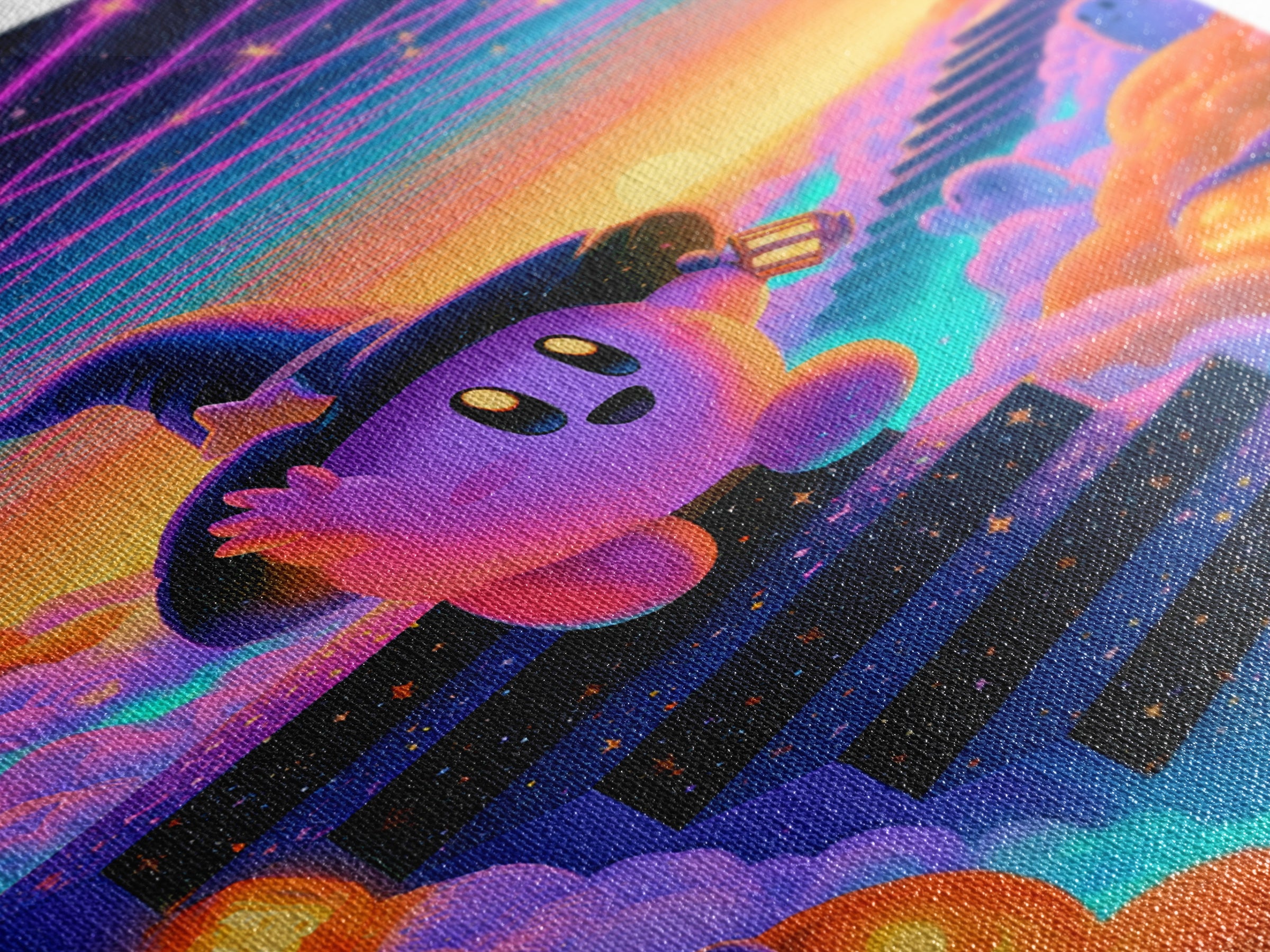 The Halloween Cloud Kingdom, Vaporwave Halloween Decor, Vertical Wall Art, Canvas Print, Retro Halloween Decor, Neon Wall Art