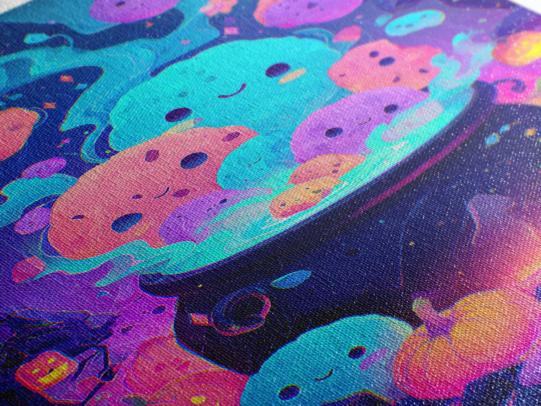 The Cookie Cauldron, Synthwave Halloween Art, Vertical Wall Art, Framed Canvas Print, Retro Halloween Decor, Neon Wall Art, Horror Wall Art