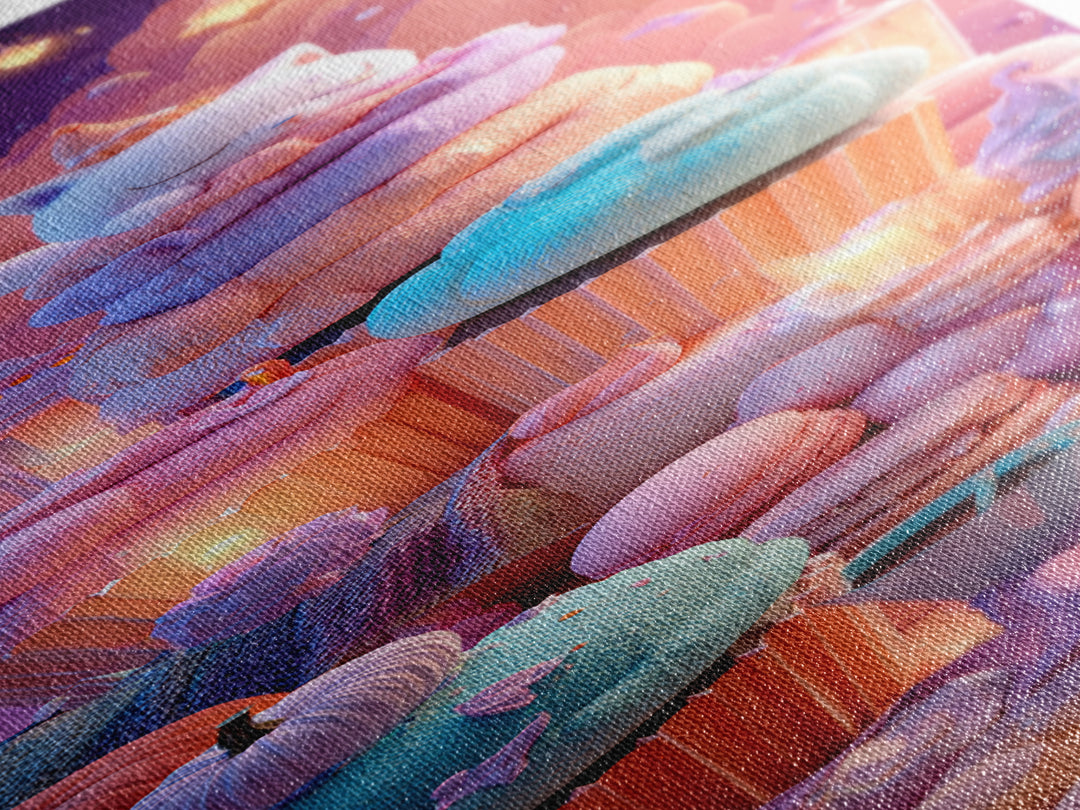 The Cupcake Costume Contest, Vaporwave Halloween Decor, Tall Narrow Wall Art, Canvas Print, Retro Halloween Decor, Neon Wall Art