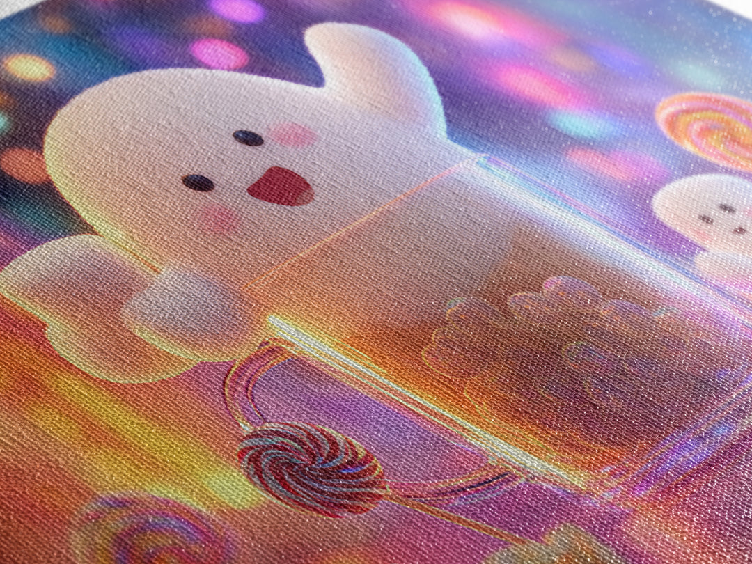 The Marshmallow Ghost Choir, Synthwave Halloween Art, Landscape Wall Art, Canvas Print, Retro Halloween Decor, Neon Wall Art