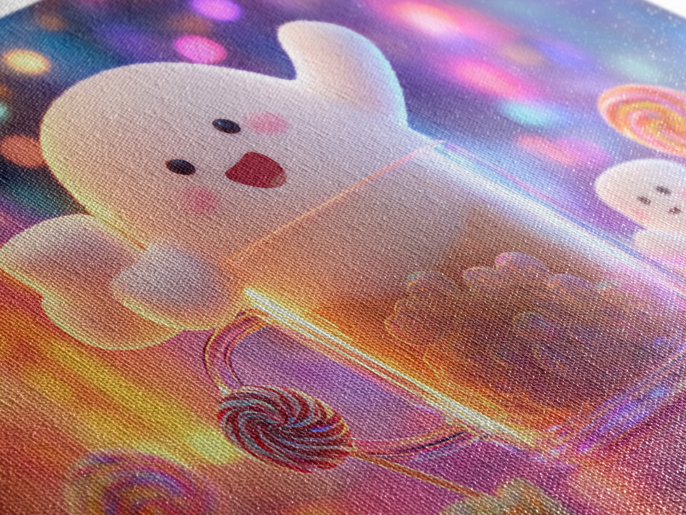 The Marshmallow Ghost Choir, Synthwave Halloween Art, Landscape Wall Art, Canvas Print, Retro Halloween Decor, Neon Wall Art