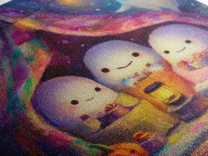 The Sleepy Blanket Ghost, Cute Spooky Neon Art, Square Wall Art, Canvas Print, Retro Halloween Decor, Neon Wall Art, Seasonal Home Decor