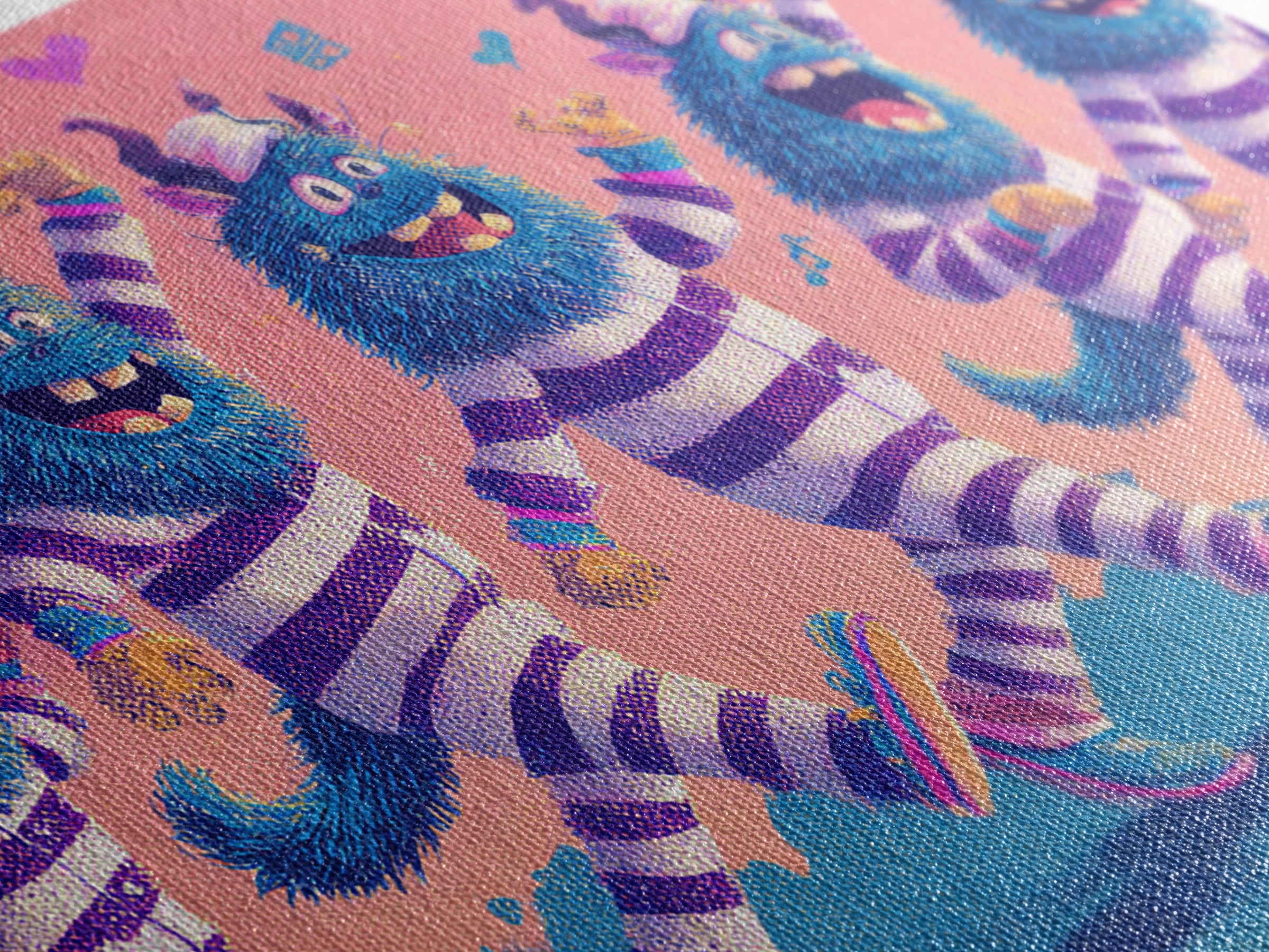 The Monster Pajama Parade, Vaporwave Halloween Decor, Landscape Wall Art, Canvas Print, Retro Halloween Decor, Neon Wall Art