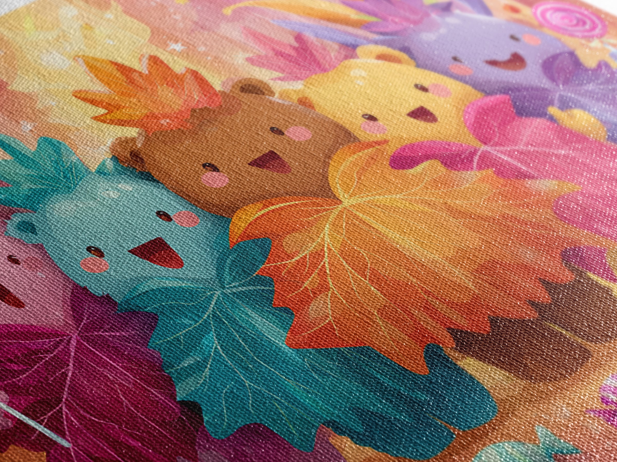 The Autumn Leaf Costume Contest, Retro Neon Halloween Art, Landscape Wall Art, Canvas Print, Retro Halloween Decor, Neon Wall Art