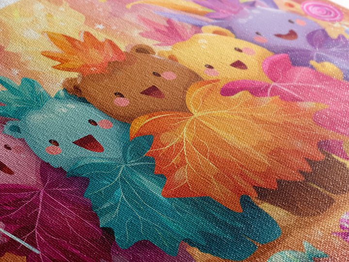 The Autumn Leaf Costume Contest, Retro Neon Halloween Art, Landscape Wall Art, Canvas Print, Retro Halloween Decor, Neon Wall Art