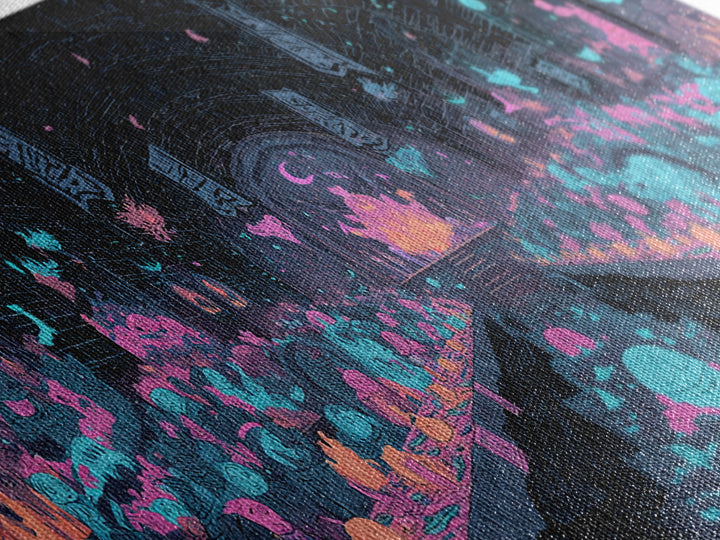 The Feast Of The Pale Cult, Synthwave Halloween Art, Wide Panoramic Art, Canvas Print, Retro Halloween Decor, Neon Wall Art