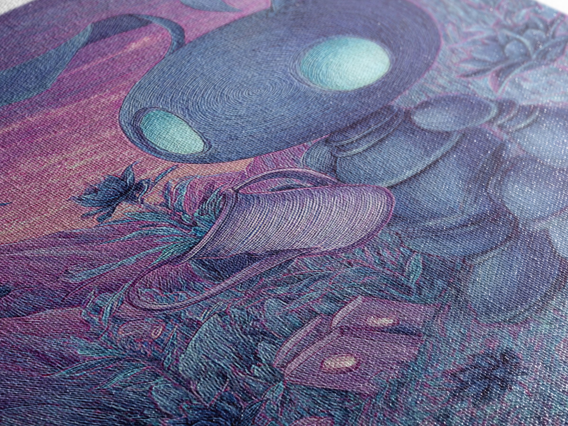 The Grave Gardener Of Yuggoth, Vaporwave Halloween Decor, Vertical Wall Art, Canvas Print, Retro Halloween Decor, Neon Wall Art