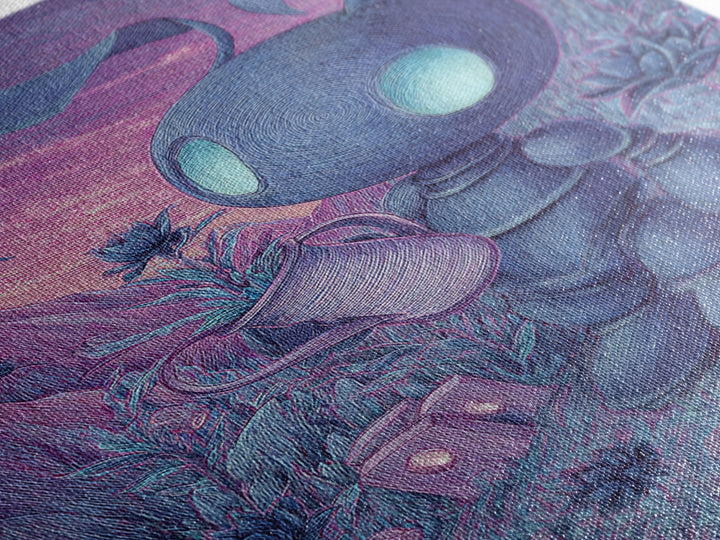 The Grave Gardener Of Yuggoth, Vaporwave Halloween Decor, Vertical Wall Art, Canvas Print, Retro Halloween Decor, Neon Wall Art