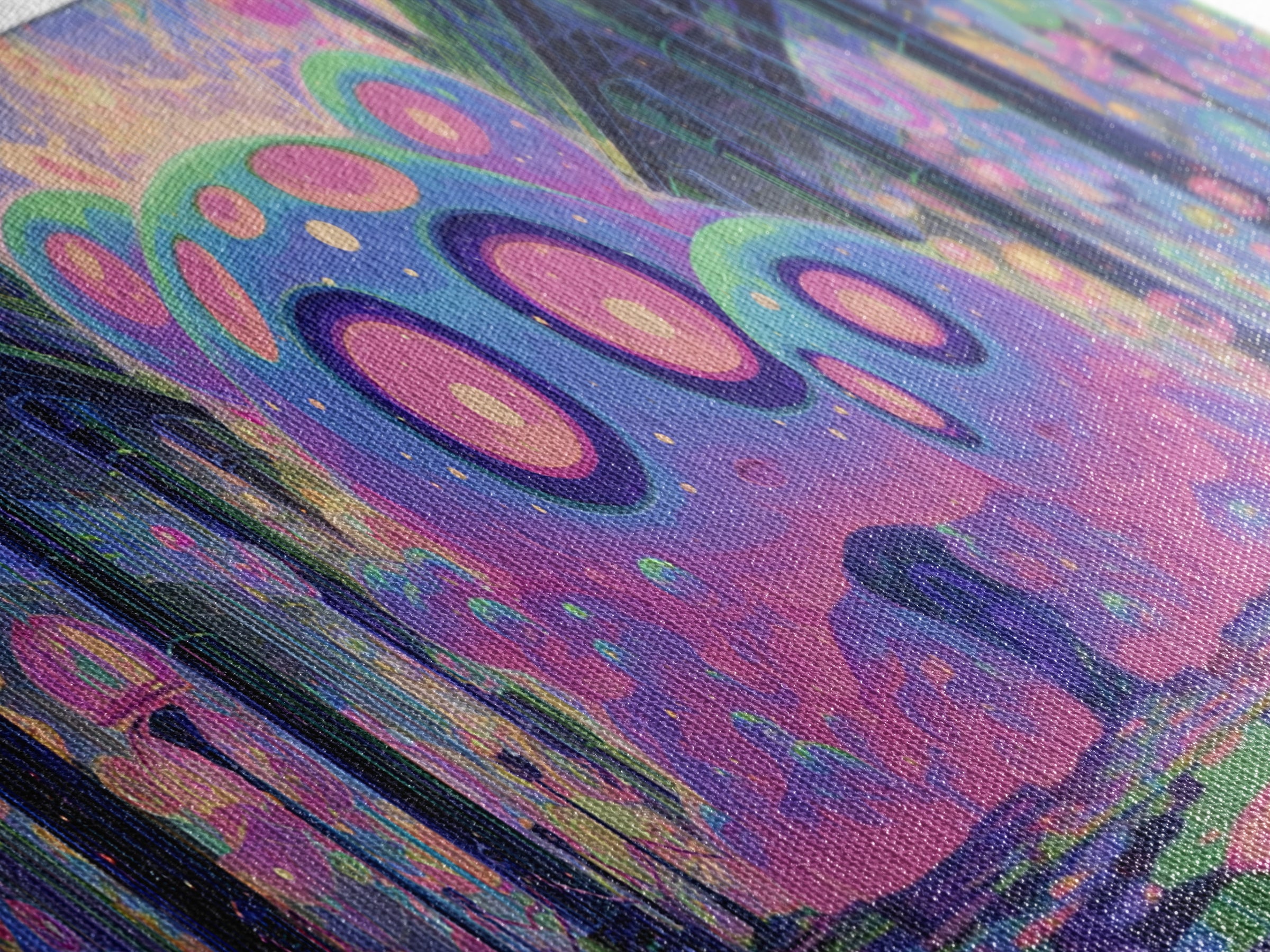 The Custodian Of The Whispering Idol, Cute Eldritch Neon Art, Extra Wide Wall Art, Framed Canvas Print, Retro Halloween Decor, Neon Wall Art