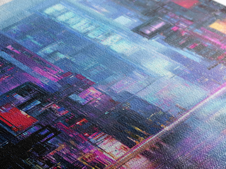 Rain Soaked Alley Canvas Print, Cyberpunk Art, Digital Download Art, Living Room Decor, Abstract Art, Neon, Neutral Decor, CYB-1x3-68