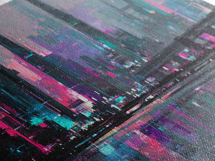 Futuristic City Skyline Canvas Print, Cyberpunk Art, Cyberpunk 2077, Living Room Decor, Fine Art, Neon, Cyberpunk Decor, CYB-2x1-94