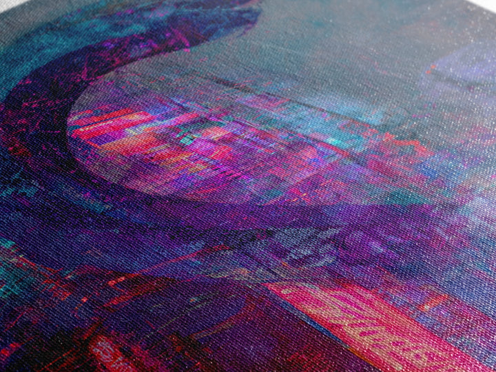Neon Dragon Wrapped Around Skyscraper Shapes Framed Canvas Print, Cyberpunk Art, Poster, Living Room Decor, Fine Art, Neon, CYB-2x3-22